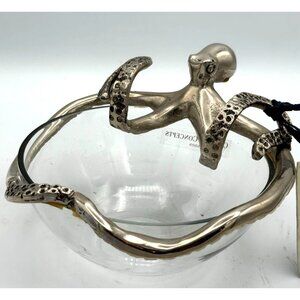 Culinary Concepts London Silver Plated Octopus Embedded Clear Bowl With Tags